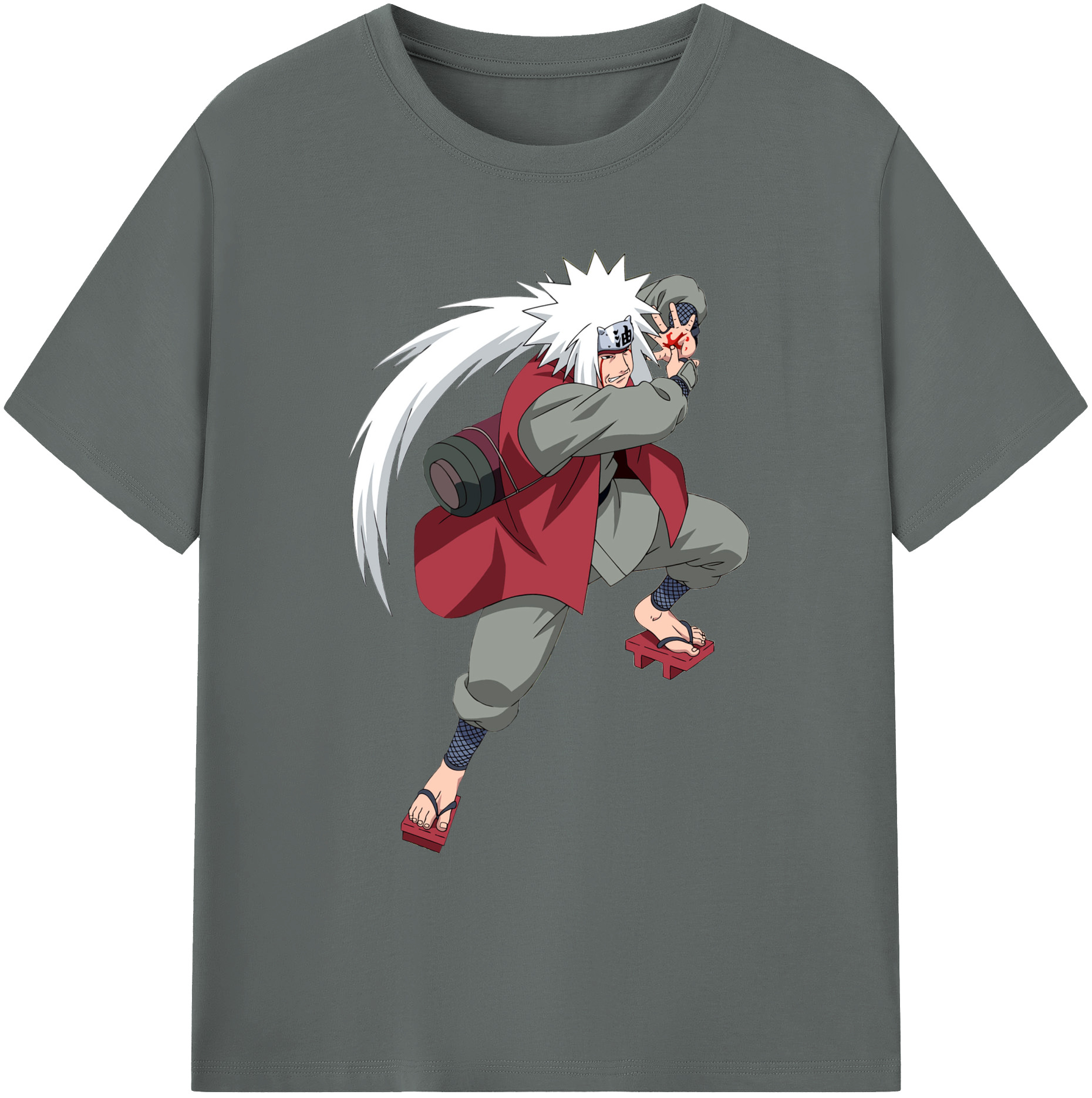 （画像用） NARUTO -ナルト- 自来也（じらいや） Jiraiya 綿100％ メンズ半袖Tシャツ｜肌触りやわらか＆通気性